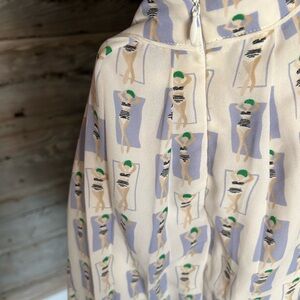 Asymmetrical Cream Skirt with Graphic Print